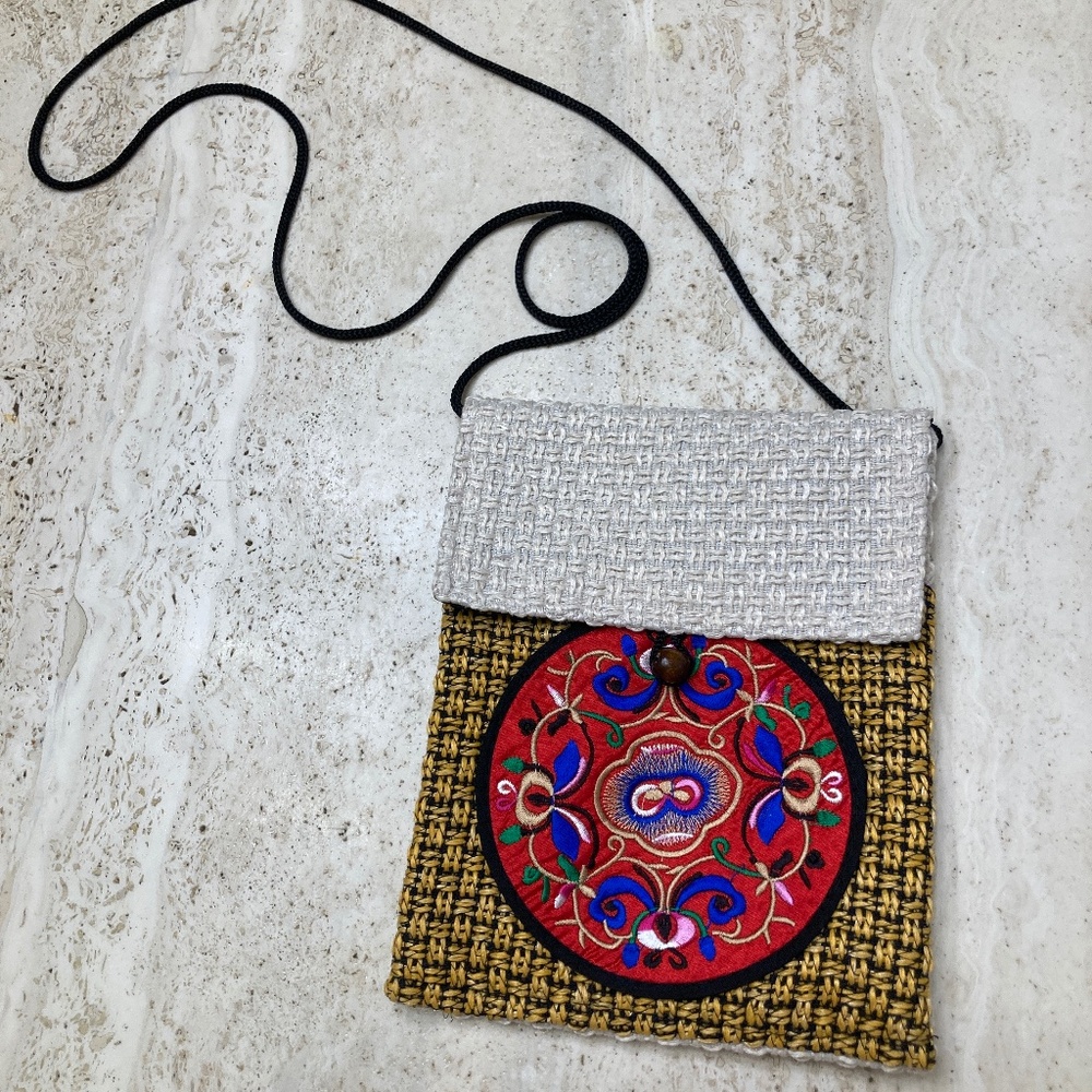 Boho Knit Design Lightweight Mini Crossbody Bag